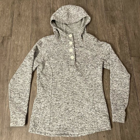 COLUMBIA Women's Small Soft Hoodie 1/4 Button Sweatshirt Sweater Gray - Picture 1 of 6